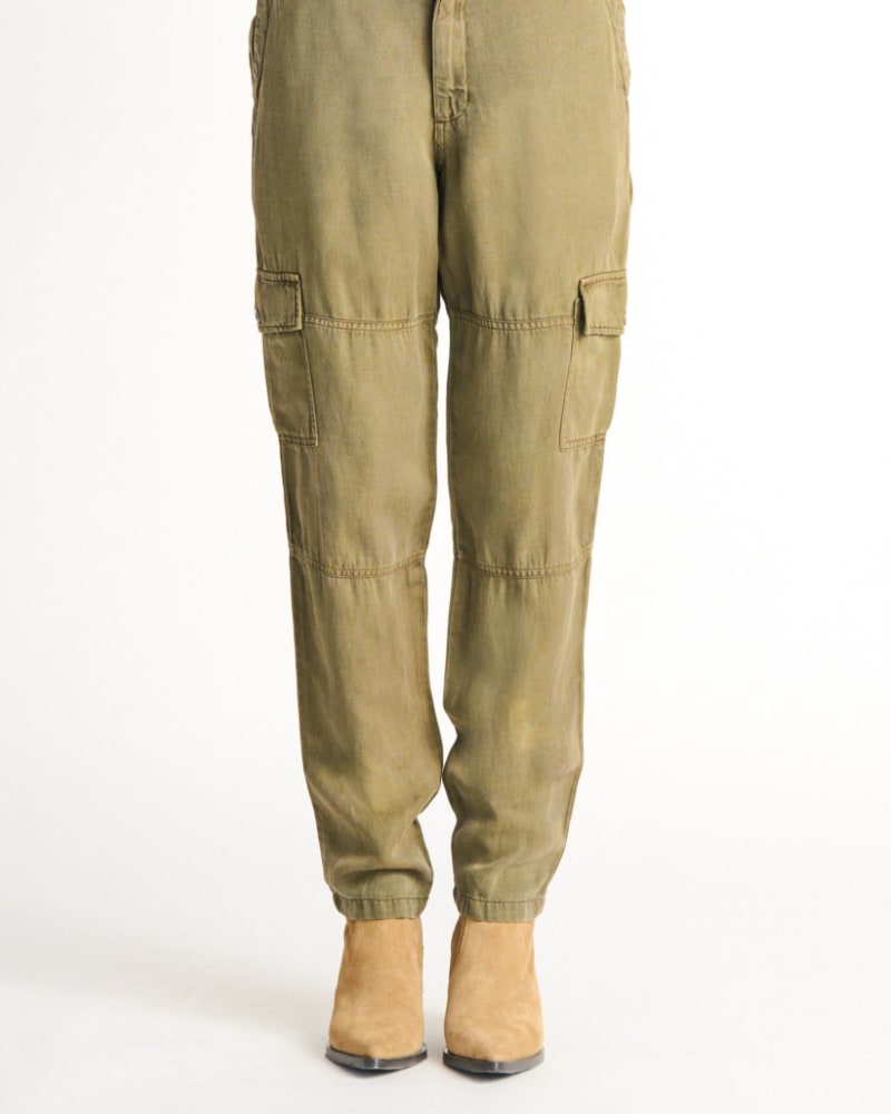 Front of a model wearing a size L Cargo Pant in Dusty Olive in Dusty Olive by Dex. | dia_product_style_image_id:325924